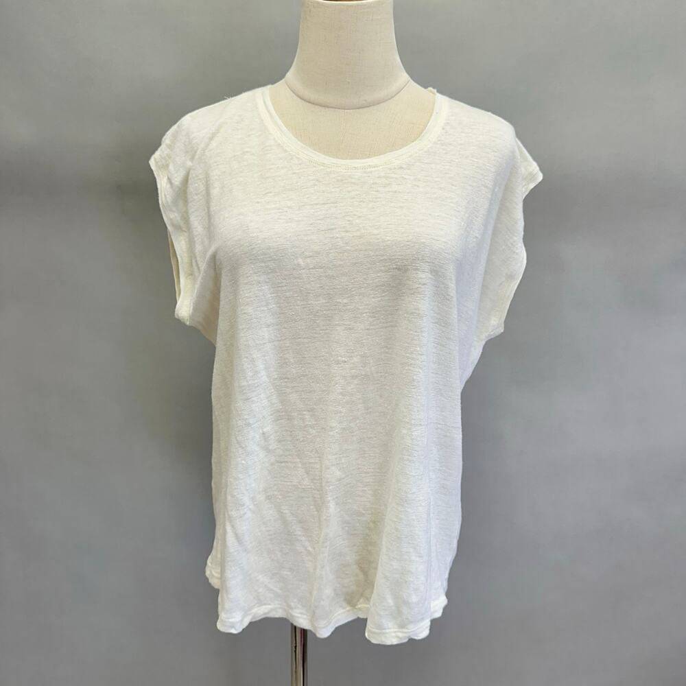 Swildens ivory linen slub lagenlook basic short sleeve boxy tee shirt size large